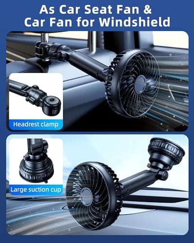 xuenair 3-in-1 5000mAh Rechargeable Fan for Car Window Headrest Handheld — view 2