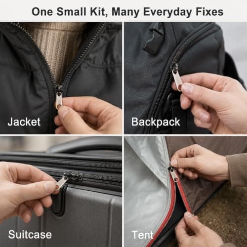 12 Pack Universal Black Plastic Zip Sliders #3-#10 Zipper Repair Parts — view 5