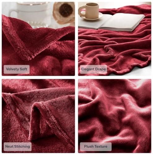 IR Imperial Rooms Fleece Blanket Throw Burgundy, Twin/Double 150X200 Cm — view 6