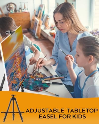 Nicpro Art Easel for Sign, Black Aluminum Metal Tripod Stand - Adjustable Height 17 to 66" for Table-Top/Floor Painting, Drawing, Display, Poster, Canvas — view 5