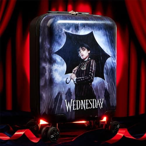 Wednesday Suitcase Kids Teens Hard Shell 4 Spinner Wheels Extendable Handle 49 x 33 x 22cm 30L Capacity Travel Essentials — view 2