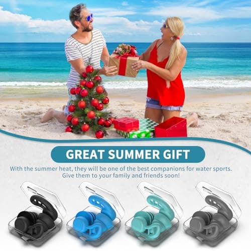 Swimming Ear Plugs for Adults, 4 Pairs Reusable Silicone Waterproof Swim Earplugs for Swimming Showering Snorkeling Surfing and Water Sports, Water Ear Plugs for Men Women — view 4