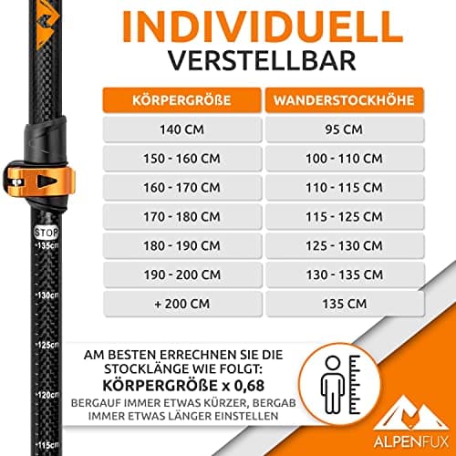 ALPENFUX® Premium Telescopic Hiking Poles Trekking Poles Nordic Walking Poles Lightweight and Adjustable with Cork Handle for Men and Women — view 6