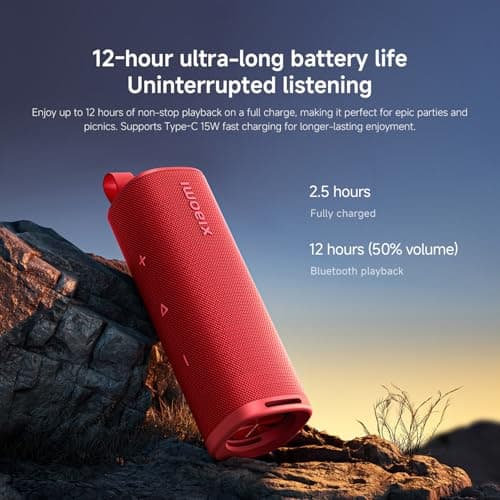 XIAOMI Sound Outdoor Portable Bluetooth Speaker, 30W Powerful Stereo Sound, 12 Hours Playtime, IP67 Waterproof and Dustproof, TWS Pairing, Wireless, Outdoor and Travel - Red — view 6