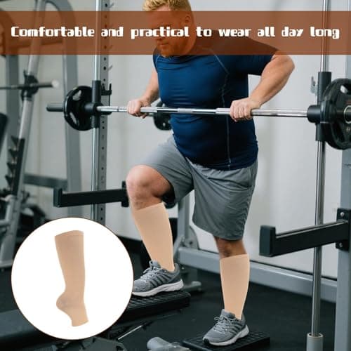 2 Pack Plus Size Wide Calf Compression Socks,20-30 mmHg Flight Socks for Women Large Calves,Toeless Open Toe Compression Socks for Women for Flight Athletic Nurse Support Travel, 3XL(Black,Skin) — view 5