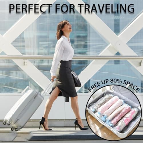 8-Pack Travel Vacuum Storage Bags - 35x50cm Medium Compression Bags for Clothes, Bedding, and Blankets with Roll-Up Design — view 4