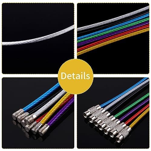 DIVINA VITAE 21 Pcs Wire Keychain Cable Stainless Steel Cable Key Ring 2mm 6 Inch Wire Key Ring for Luggage Tags Students, Office, Home, Outdoor Travel (Multicolor) — view 4