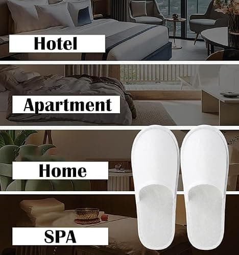 Seuqhck 30 Pairs 26 cm Disposable Slipper for Guests, White Spa Slippers Bulk House Slippers Non Slip Closed Toe Travel Footwear for Hotel Guests Women Men, Medium — view 6