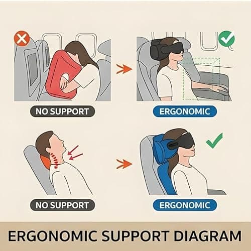 avernio travel pillow Memory Foam Neck Support Cushion with Sleep Eye Mask — view 4
