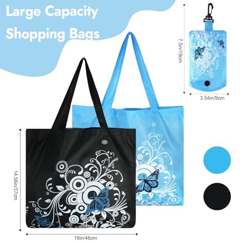 2 Pcs Foldable Shopping Bag, Beach Bag Reusable, Tote Bags Fold up in Pouch — view 4