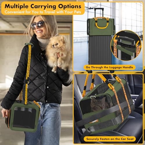 PAWZIDEA Expandable Rolling Cat Carrier with Wheels, Soft-Sided Pet Carrier — view 6