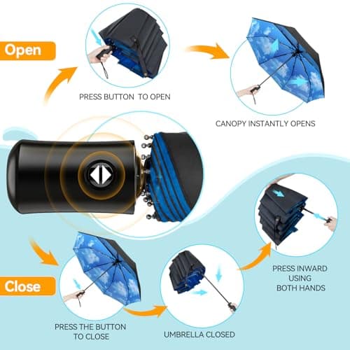 TechRise Umbrella, Compact Strong Windproof Automatic Umbrellas, Folding Lightweight, Portable Travel Golf Umbrella for Rain, Sky — view 2