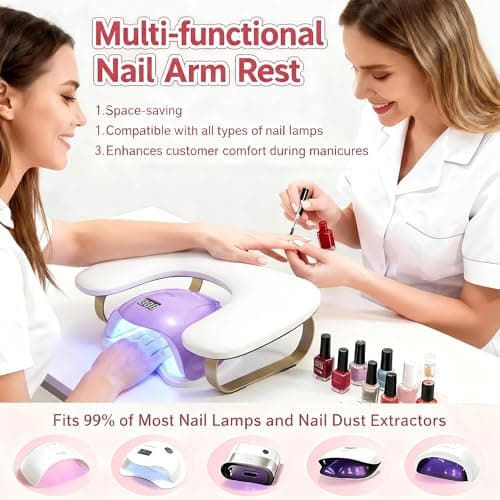 U Shaped Arm Rest for Nails, Dull Champagne Gold with Subtle Shimmer Stands — view 6