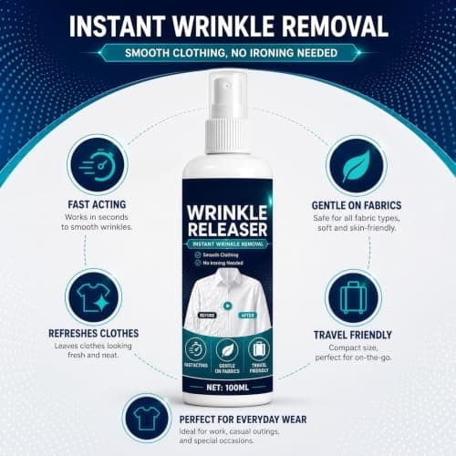 Instant Wrinkle Releaser Spray & No Iron Fabric Smoothing Spray for Clothes — view 3