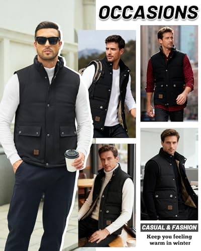KEFITEVD Men's Body Warmer Winter Fleece Fishing Gilet Sleeveless Jacket — view 5