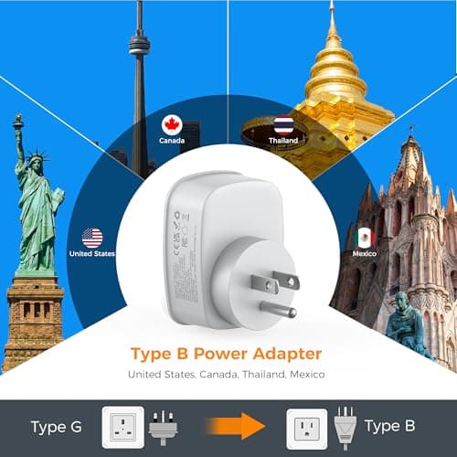 TESSAN UK to US Plug Adapter, UK to US Travel Adaptor with USB C, Type B — view 3