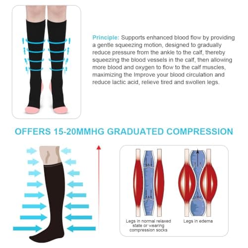 ACWOO Compression Socks for Women & Men, 2 Pairs Best Graduated Stockings Support, Non-Slip Breathable Running Socks for Sports, Flight, Maternity Pregnancy, Nurses, Travel - Boost Stamina & Recovery — view 3
