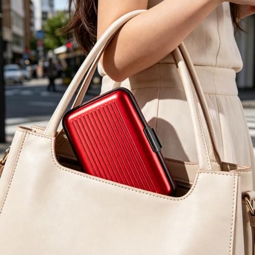 ASREJUR 3PCS RFID Blocking Credit Card Holder,Card Protector, Aluminium Cards Wallets for Men & Women, Metal ID Organiser Wallet with 6 Slots,Compact and Convenient, Travel Wallet(Red, Silver,Black) — view 4
