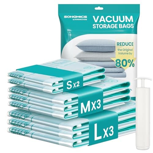 SONGMICS Vacuum Storage Bags With Hand Pump 8 Pack, 2S/3M/3L