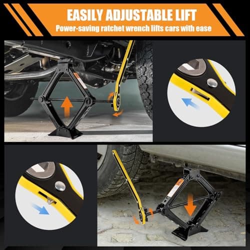 OIENNI Car Jack Kit, 2 Ton (4409 lbs) Scissor Jack for Car, Upgrade Emergency Spare Tire Changing Repair Kit, Scissor Jack Kit with Lug Wrench, Universal Vehicle Scissor Lift Jacks for Car, SUV — view 3
