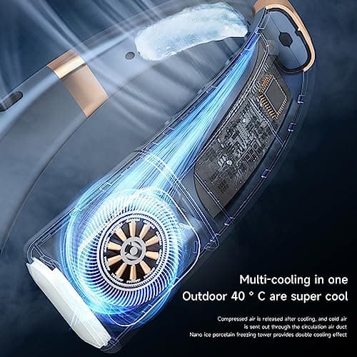 GALER Neck Fan, Portable Rechargeable, Bladeless Neck Fan with 5 Speeds, Ice Tiles, Light, LED Display Cooling Personal Hanging Fans Wearable Fans for Women Men Home Office Travel (Black) — view 2