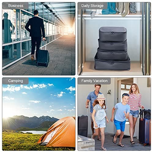 OSDUE Packing Cubes for Suitcase, 8 PCS Travel Organiser Packing Bags Lightweight Waterproof Luggage Packing Organizers for Clothes Shoes, Travel Accessories, Grey — view 4