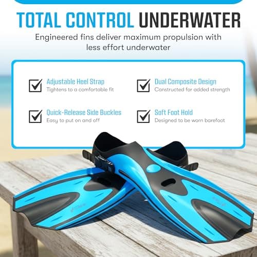 Two Bare Feet Snorkel, Mask and Fins/Flippers PVC Snorkelling Set (Adults) With Anti Fog and Wide View Mask, Anti-Leak, Tempered Glass - Scuba Dive Snorkelling Sets (L/XL (UK9-13), Aqua) — view 4