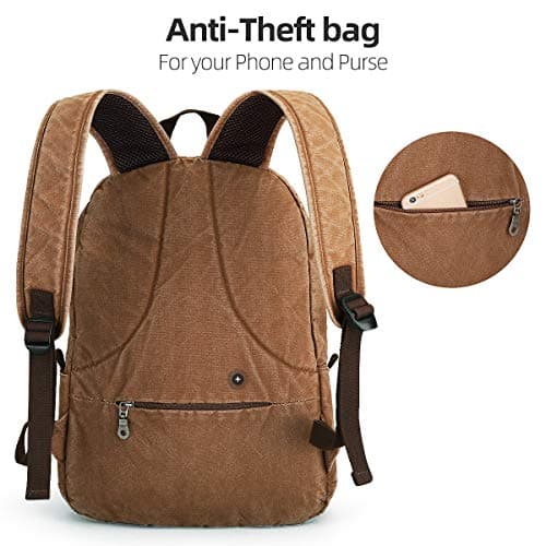 Muzee Canvas School Backpack with 15.6 inch Laptop for Men Women, Lightweight Anti-Theft Travel Daypack College Student Backpack Mit USB Charging Port — view 4