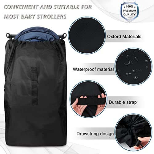 Yuccer Stroller Travel Bag for Airplane, Waterproof Gate Check Bag Organizer Storage for Infant Baby Child Umbrella Strollers Large (A) — view 6