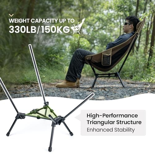 OneTigris Tigerblade High Back Camping Chair with Pillow Design, Comfortable Widened Seat Folding Chair — view 6