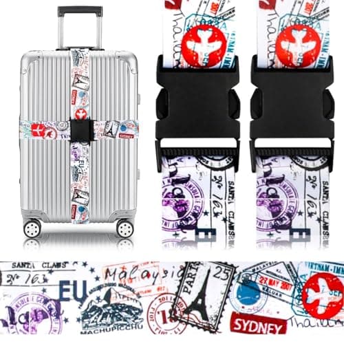 Adjustable Travel Luggage Strap Suitcase Belt Travel Bag Accessories 1.96 in W x 6.23 ft L (2 Pack-Journey)