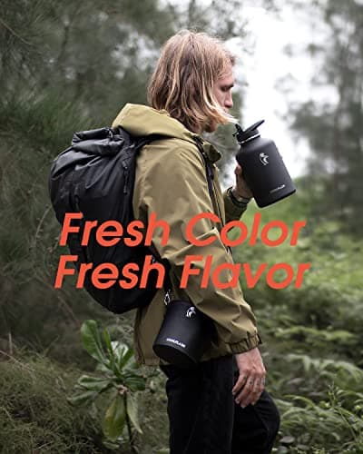 Coolflask 2L Water Bottle Insulated with PU Leather Sleeve & 3 Lids — view 6