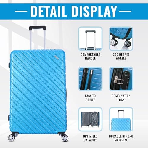 FLYMAX 32" Extra Large Suitcase 4 Wheel Lightweight Suitcases Luggage Hard Shell ABS Travel Case Hold Check in Fits 23kg - 35kg + 3 Digit Lock + 1 Year Warranty 125 Litre Capacity — view 4