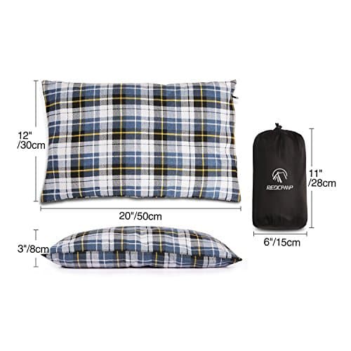 REDCAMP Small Camping Pillow for Adults,Flannel Travel Pillow,Blue — view 6