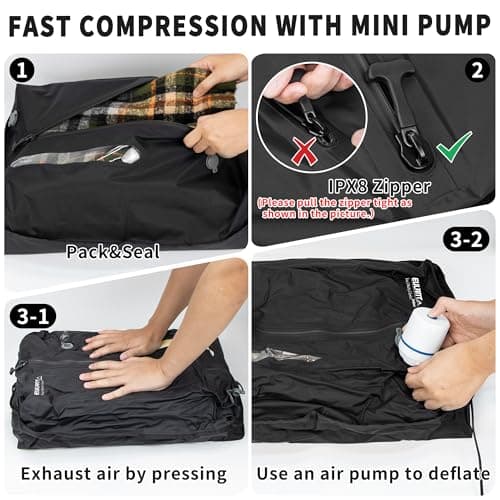 EULANT Vacuum Storage Bags for Travel, Reusable Vacuum Zipper Sealer Bag for Clothes, Compression Packing Cubes for Suitcases/Luggage/Backpack,With IPX8 Airtight Zipper & Waterproof & Space Saver — view 5