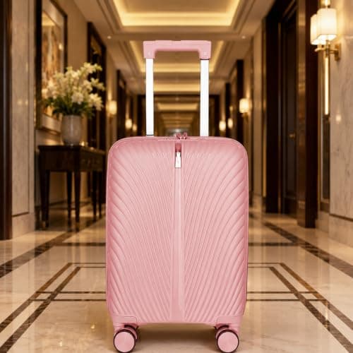 Fly Kite Luggage 24 Inch Medium Suitcase 100% Polypropylene Hard Shell with Aluminium Trolley Handle Real TSA 3 Digit Secure Lock 360° Smooth Wheels Lightweight Suitcase|Light Pink — view 2