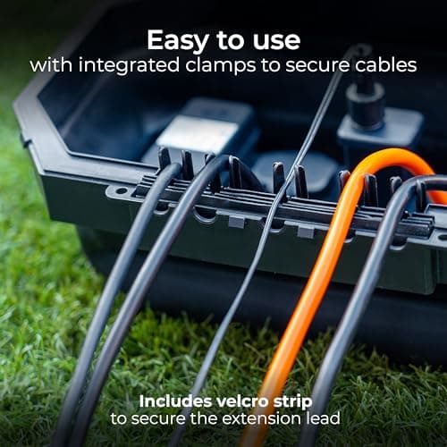 Masterplug Collapsible Electrical Connection Box, Cable Enclosure with 4 Plug Socket 8m Extension Lead, Weatherproof, Outdoor, H154mm x W376mm x D230mm, Black, IP54, WBCBBFG8B — view 5
