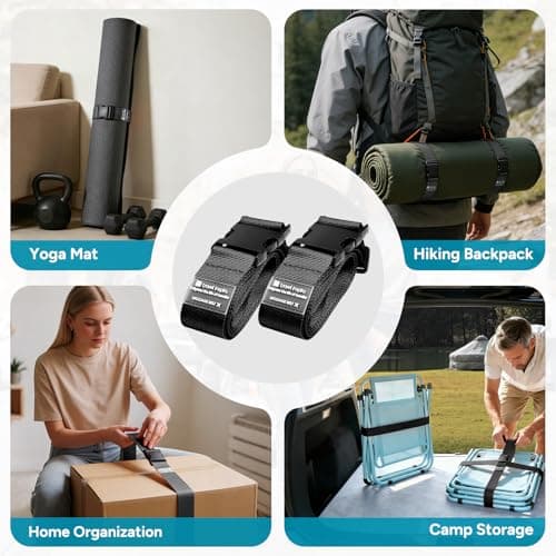 travel inspira Luggage Strap 2 Packs, Travel Suitcase Straps (Black) — view 6