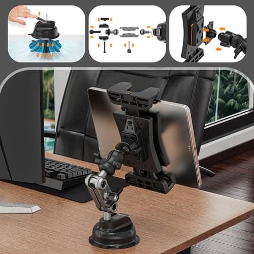 Tablet Car Stand with Suction Cup, 360° Rotate Adjustable iPad Car Mount — view 3