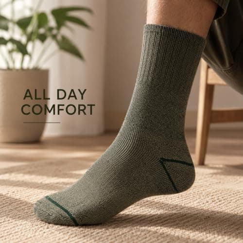 JEANTRADER'S Men's Military Army Boot Socks, 6 Pairs, Thermal Combat Green Outdoor Work Socks, Loose Top Cushioned Comfort, Hiking & Tactical Socks, UK Size 6-11 — view 4
