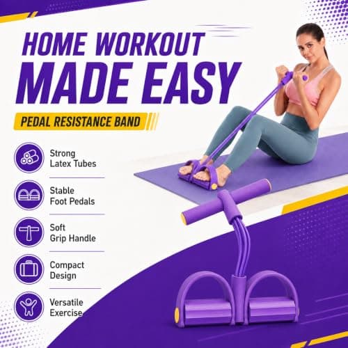 6 Tube Resistance Band with Pedal - Elastic Sport Home Fitness Elastic Stretcher with Non-Slip Handles for Abdominal and Full Workout — view 6