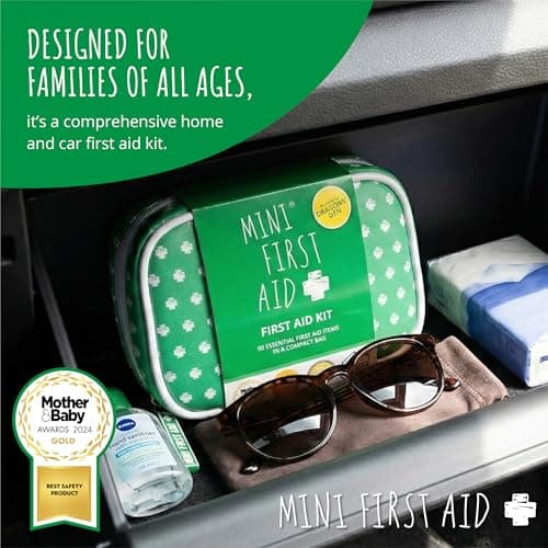 Mini First Aid Kit - 90 Items Kids First Aid Kit Includes Plasters, Bandages, Scissors, Tweezers & Burn Gel – for Car, Home, Office, Travel & Camping - Ideal for Babies & Kids – As Seen on Dragons Den — view 2