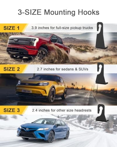 TRIZEPSSEIL 3.7" Headrest Cup Holder for Back Seat with Large Capacity (2PCS), Multifunctional Seat Back Organizer with Headrest Hooks for Car Travel Accessories, 3 in 1 Car Back Seat Cup Holder — view 5