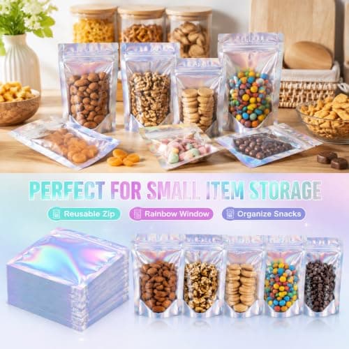 Smell Proof Bag, Mylar Bags 7x9cm, Foil Ziplock Bags Small Smell Proof Bag, Small Resealable Bags Storage Pouches Grip Seal Clear Plastic for Food Storage,Jewelry,Electronics (45) — view 6