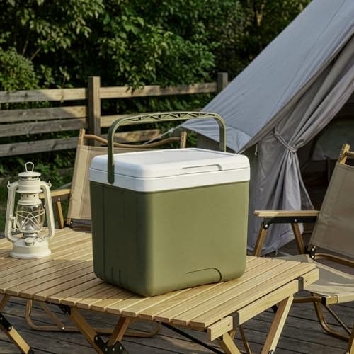 Portable Insulated Cooler Box, 15L, Green, Cold and Hot Dual-Purpose, with Ice Pack, for Camping, Fishing, and Beverage Refrigeration — view 5