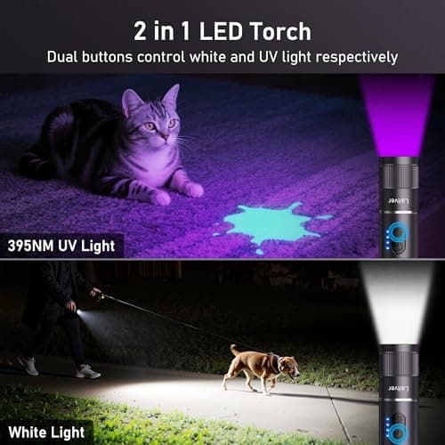 LED Torch/UV Torch Rechargeable 2 in1,Laitver 2000L Super Bright Flashlight — view 2