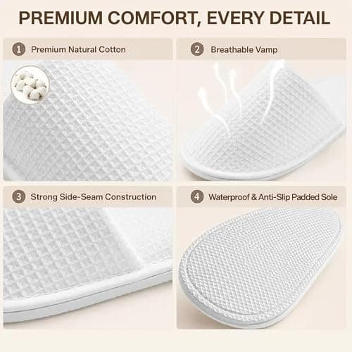 Esoes 5 Pairs of Hotel Slippers, Disposable Spa Slippers for Men Women — view 3