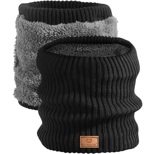 WESTWOOD FOX Thermal Fleece Neck Warmer, Warm Windproof Winter Neck Scarf for Men Women, Soft Thick Double Layer Cold Weather Neck Gaiter for Motorbike,Motorcycle,Cycling,Skiing,Snood Scarves, (Black) — view 6