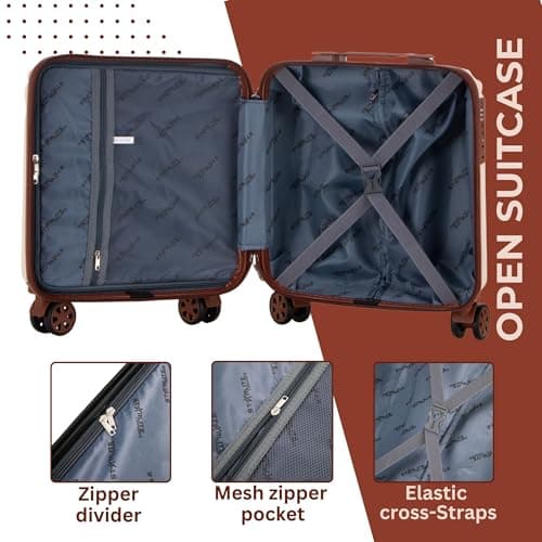 DK Luggage Carry-on 20” Cabin EasyJet, BA, Jet 2 Hard Shell Hand Luggage Approved Suitcase 4 Wheel Spinner Luggage ABS101 (Off-White, 20" Cabin) — view 5