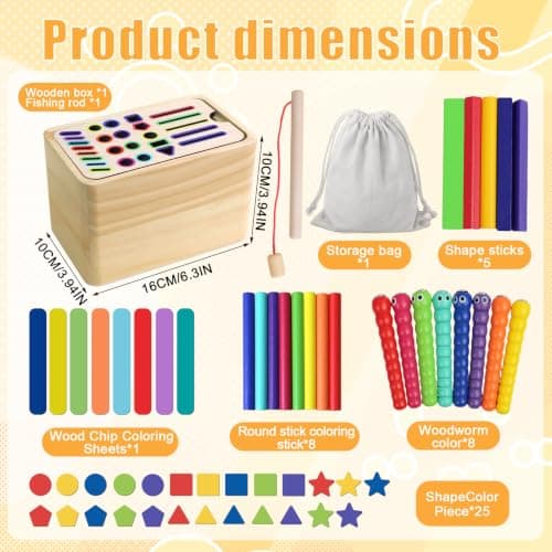 KASURE Montessori Wooden Toddler Travel Toys for 3+ Year Old Boys Girls, 5 In 1 Color Montessori Toys Educational Stocking Fillers Color Sorting Wooden Learning Toys for Boys Girls — view 2